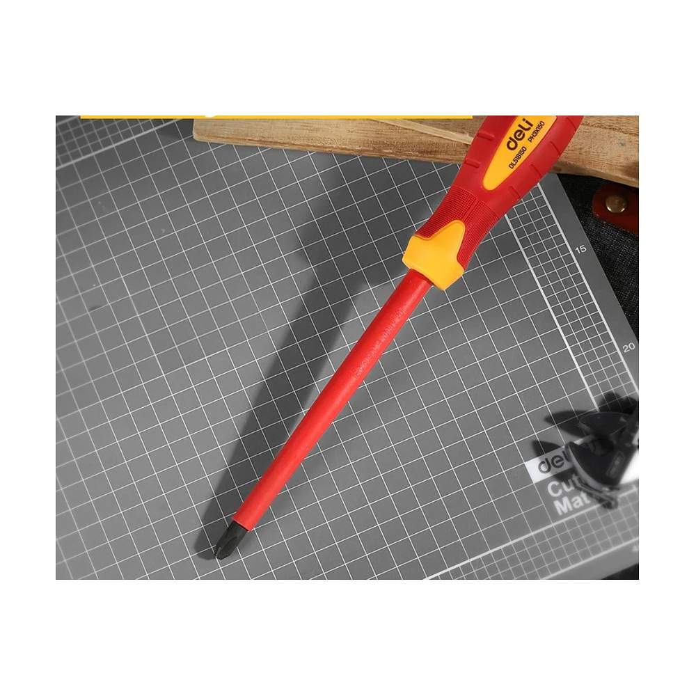 Отвертка диэлектрическая Deli YS EDL518150, PH3х150 мм, желтый, красный - 3