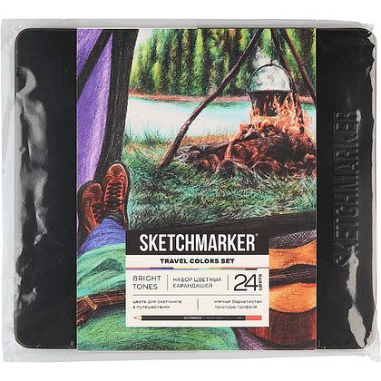Карандаши цветные "Sketchmarker Путешествия", набор 24 цвета, жестяной пенал. - 2