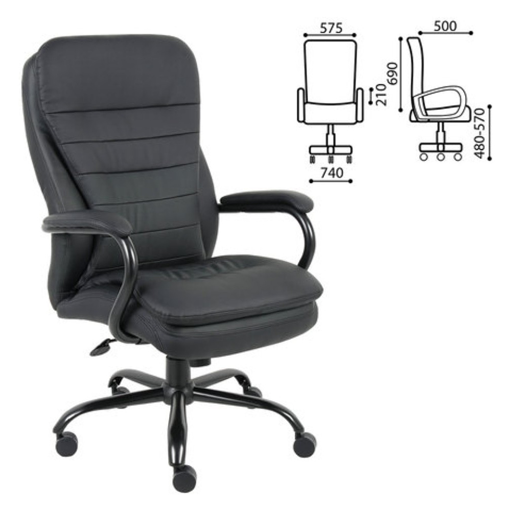 Кресло для руководителя BRABIX "Premium Heavy Duty HD-001", экокожа, металл, черный - 2