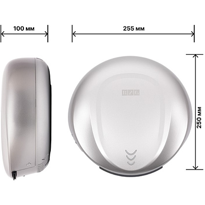 Электросушилка для рук BXG-300C, пластик, хром - 10