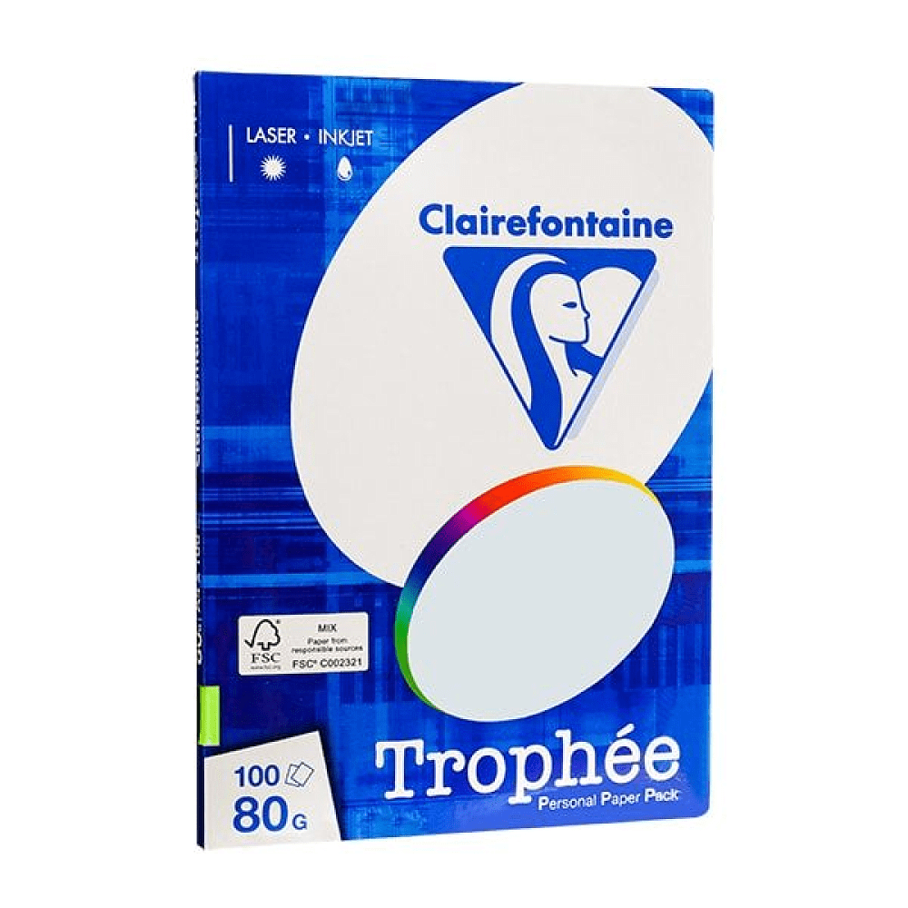 Бумага цветная "Trophée", А4, 100 листов, 80 г/м2, светло-голубой, -30%