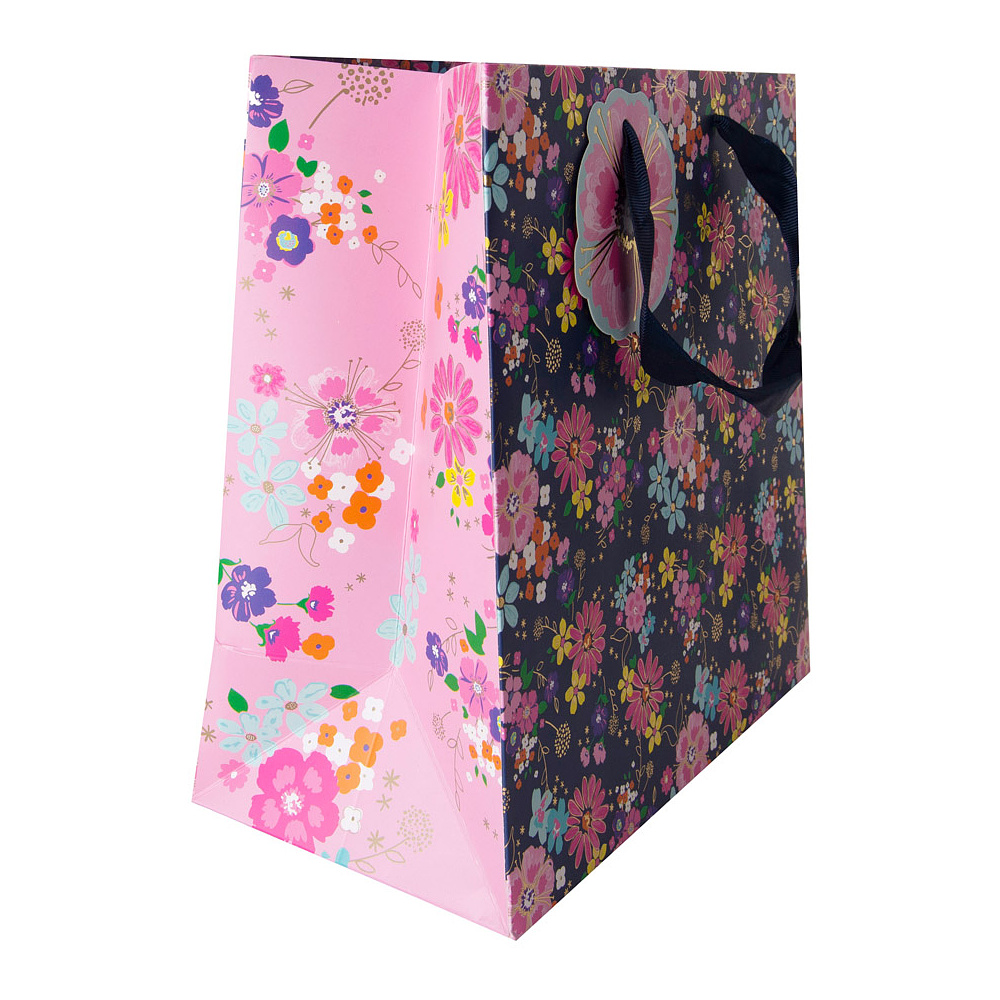 Пакет бумажный подарочный "Navy floral", 33x16.5x33 см, разноцветный - 5
