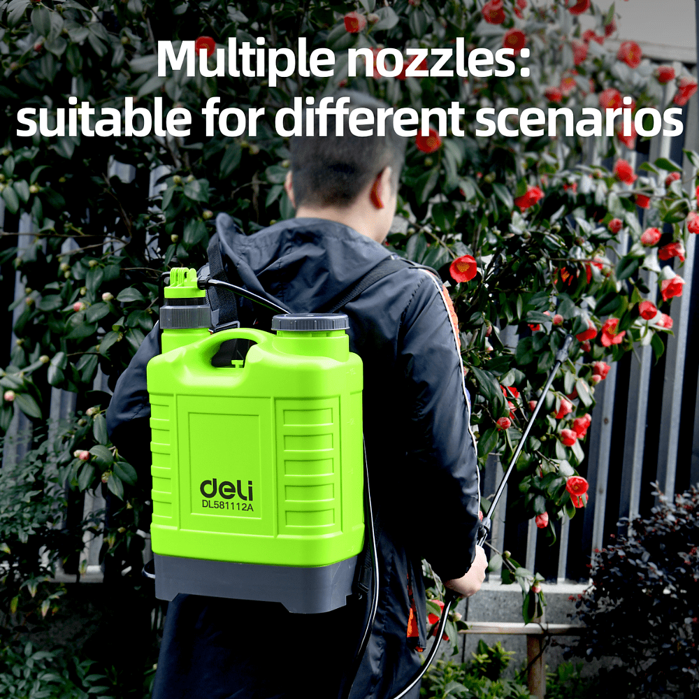 Опрыскиватель садовый помповый Deli GS EDL581112A, 12 л, ранцевый, зеленый, черный - 3