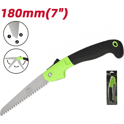 Ножовка по дереву Deli EDL580618, 180 мм, складная, зеленый, черный - 7