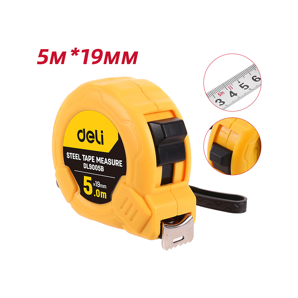 Рулетка Deli "9005B", 5 м, желтый - 2