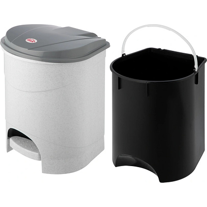 Урна для мусора IDEA 19л, пластик, с педалью, мрамор - 4