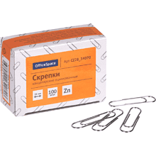 Скрепки овальные "OfficeSpace", 28 мм, 100 штук, серебристый