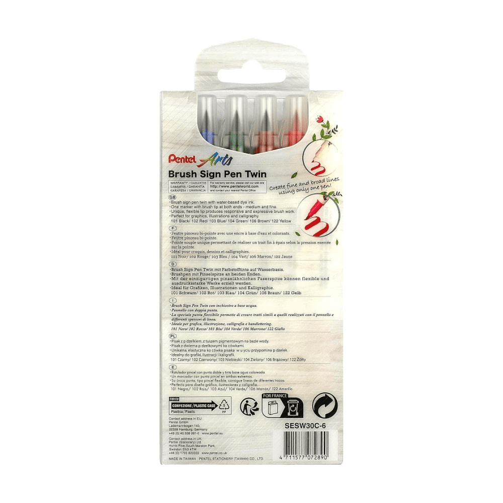 Маркер-кисть "Brush Sign pen twin", 6 шт - 2