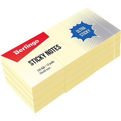Бумага для заметок "Ultra Sticky", 50x40 мм, 100x12 листов, желтый