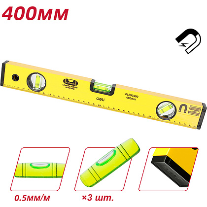 Уровень "Deli" 400 мм, пузырьковый - 2