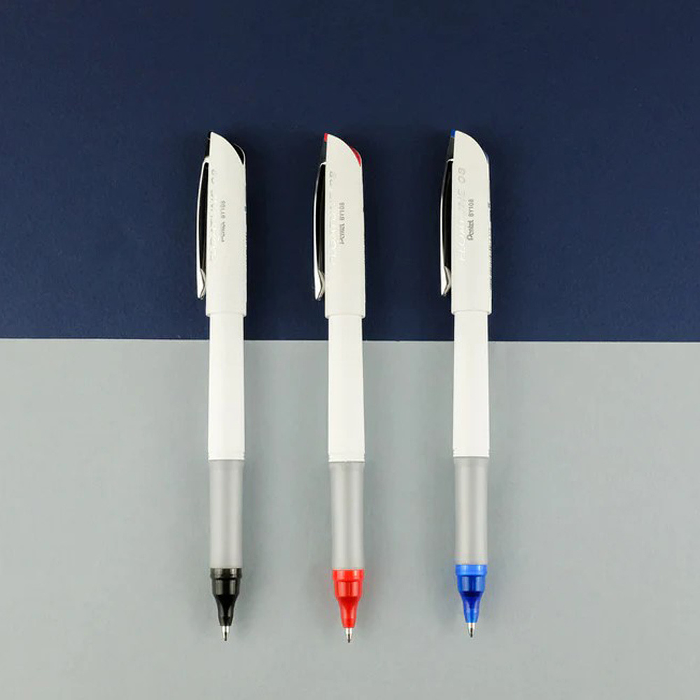 Ручка-роллер Pentel "Floatune", 0.8 мм, белый, стерж. черный - 3