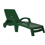 Шезлонг складной на колесах, пластик, темно-зелёный