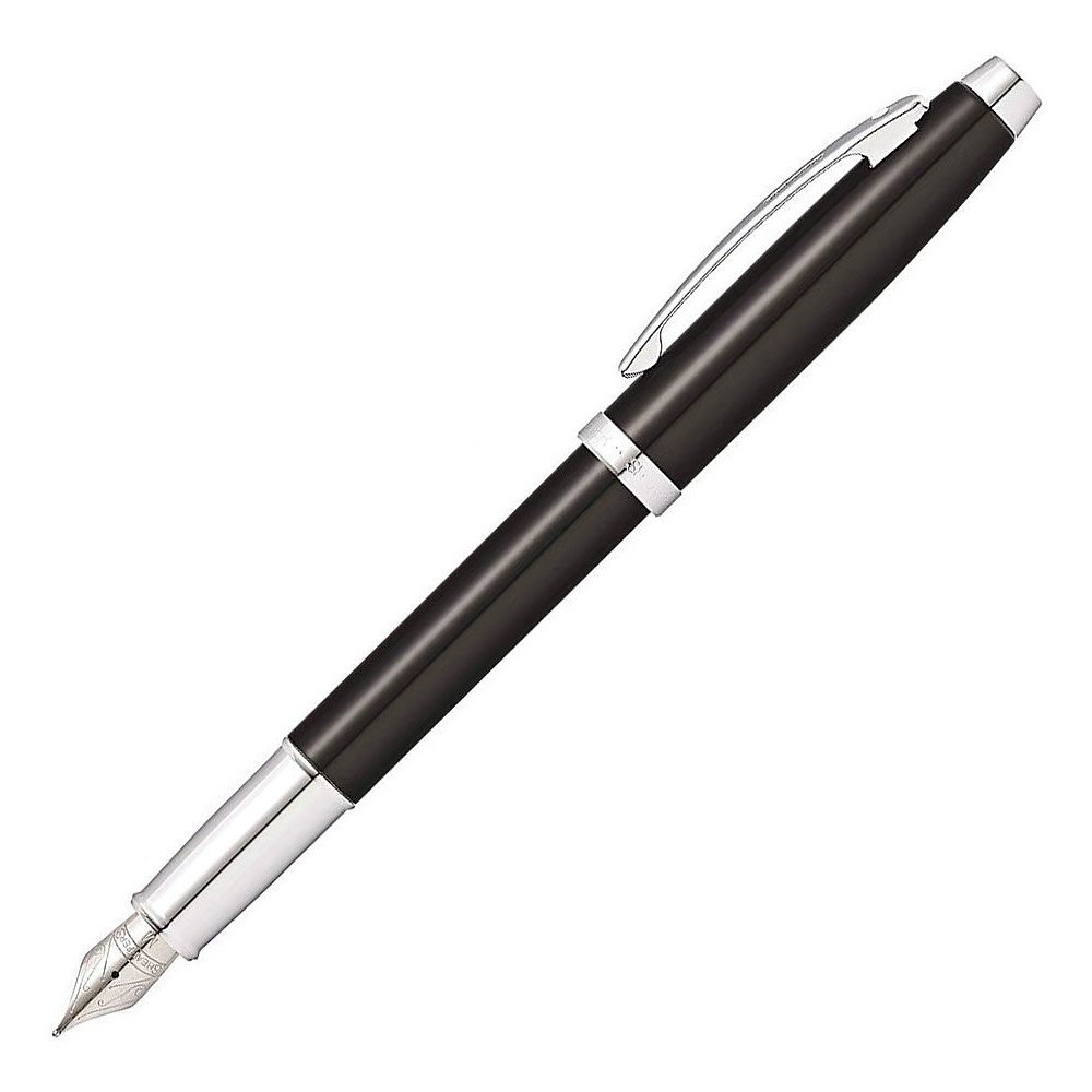 Ручка перьевая "Sheaffer 100 Brushed Chrome", M, черный, серебристый, патрон черный, синий
