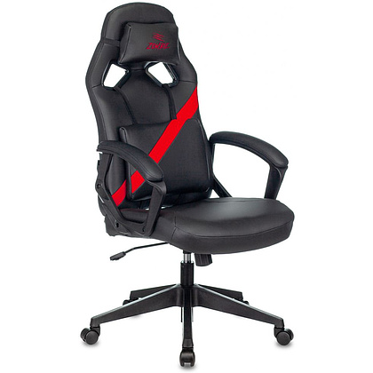 Кресло игровое "Zombie DRIVER", экокожа, пластик, черный, красный