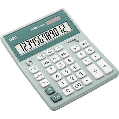 Калькулятор настольный EM888A Deli, 12-разрядный, пластик, зеленый