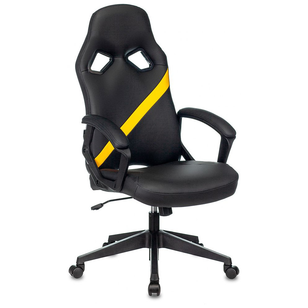 Кресло игровое "Zombie DRIVER", экокожа, пластик, черный, желтый - 11