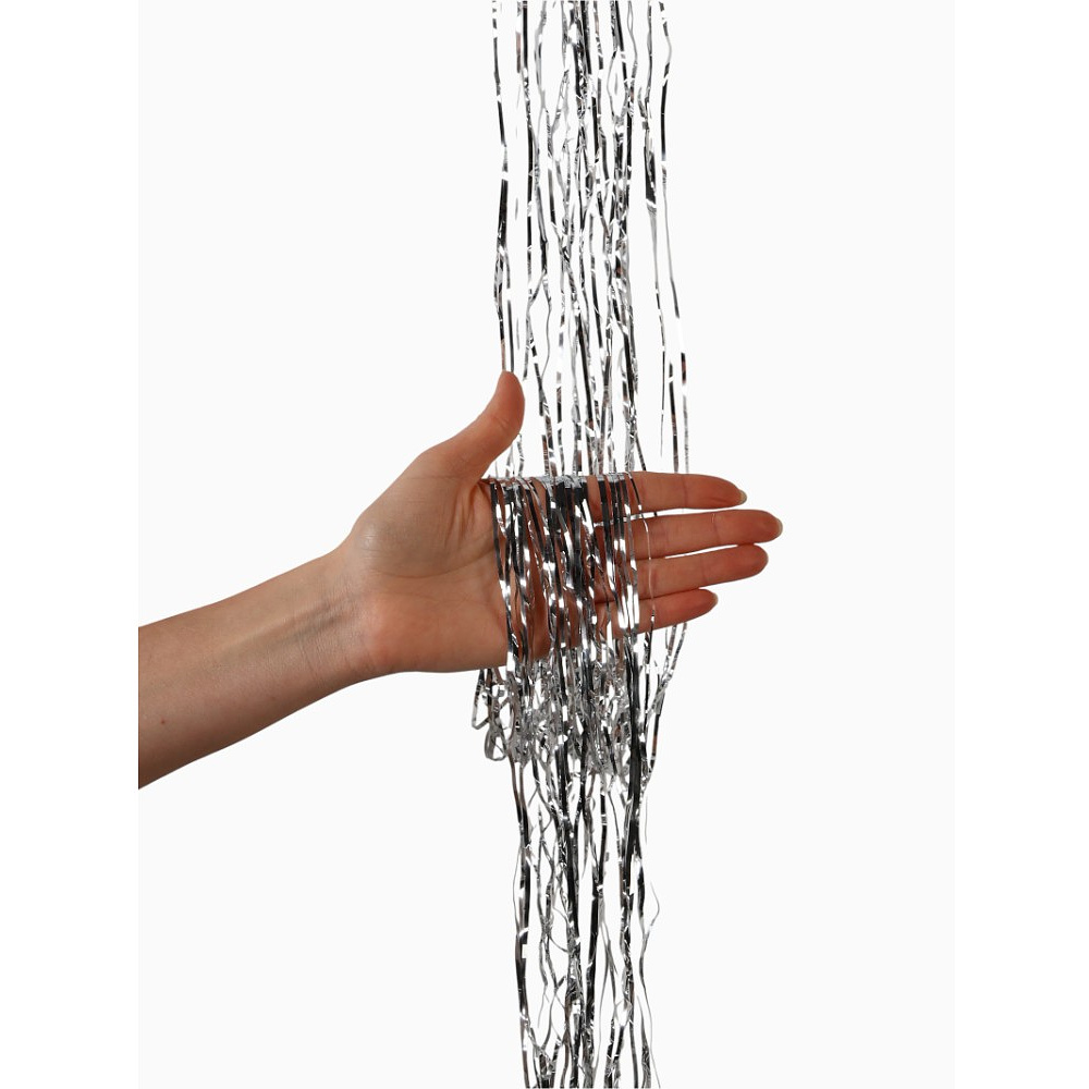 Гирлянда-дождик "Новогодний", 7,5х150 см, фольга, серебристый - 4