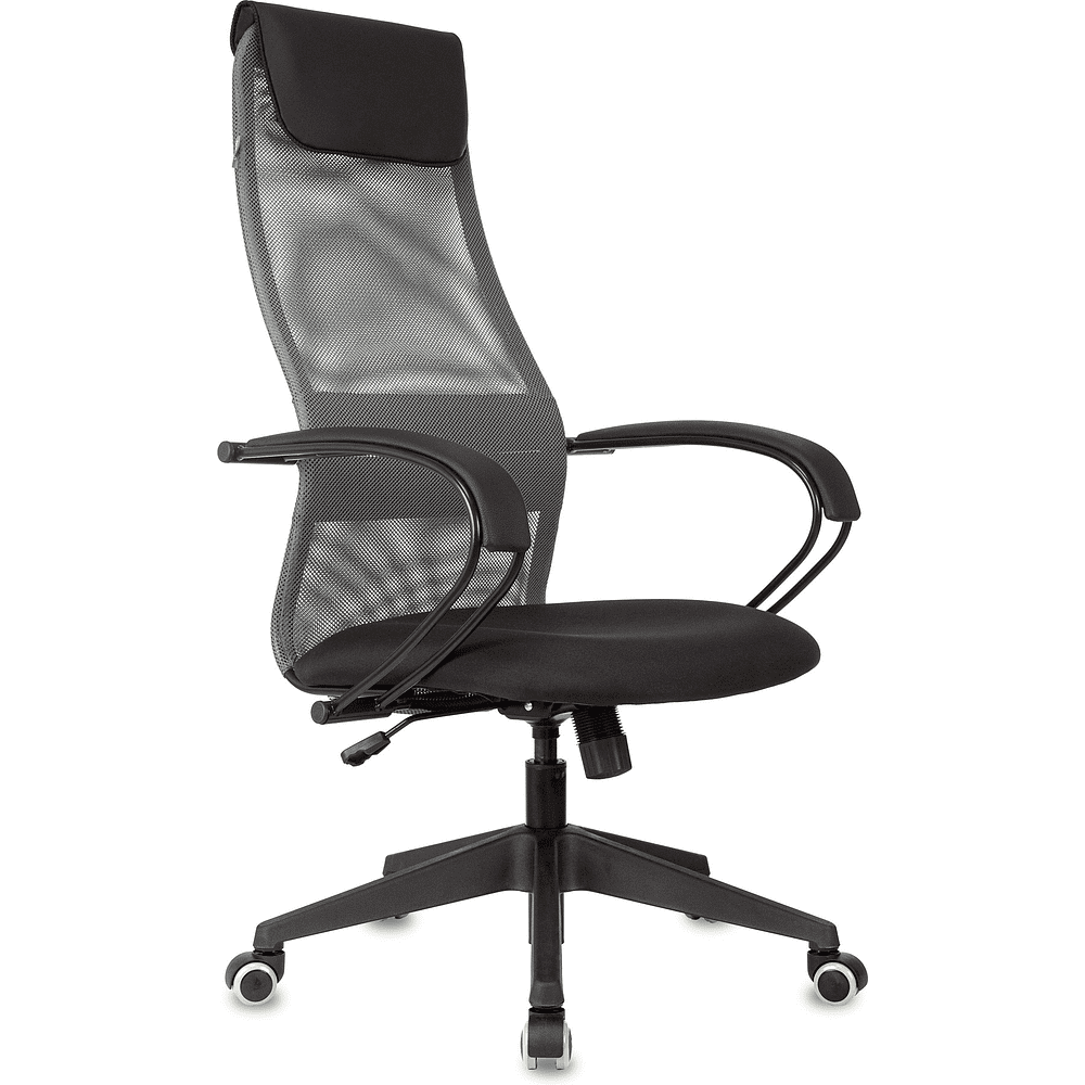 Кресло руководителя "Бюрократ CH-607 TW-02", с подголовником, сетка, ткань, пластик, серый - 2