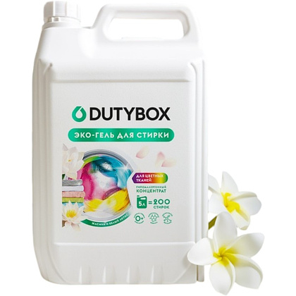 Средство для стирки Dutybox, Жасмин и белый лотос, 5 л, экологичное, для цветного белья, гель-концентрат