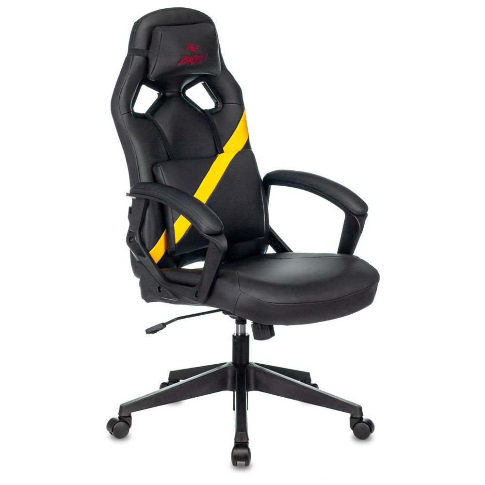 Кресло игровое "Zombie DRIVER", экокожа, пластик, черный, желтый
