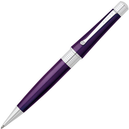 Ручка шариковая автоматическая "Cross Beverley", 0.7 мм, пурпурный, серебристый, стерж. черный