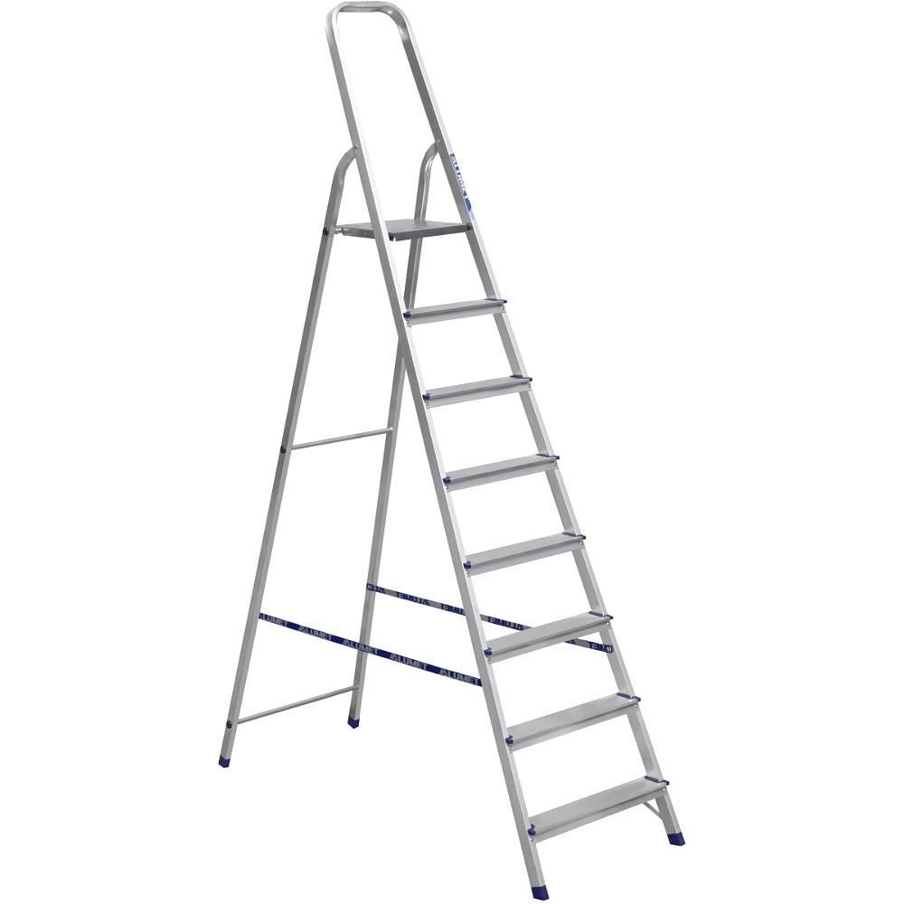 Лестница-стремянка Алюмет АМ708, алюминиевая матовая, 8 ступеней