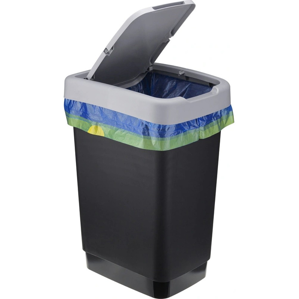 Урна для мусора IDEA, 25 л, пластик, черный, серый - 6