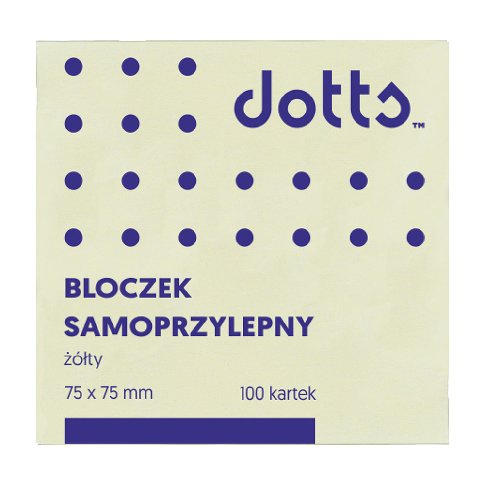 Бумага для заметок на клейкой основе "Dotts", 75x75 мм, 100 листов, желтый