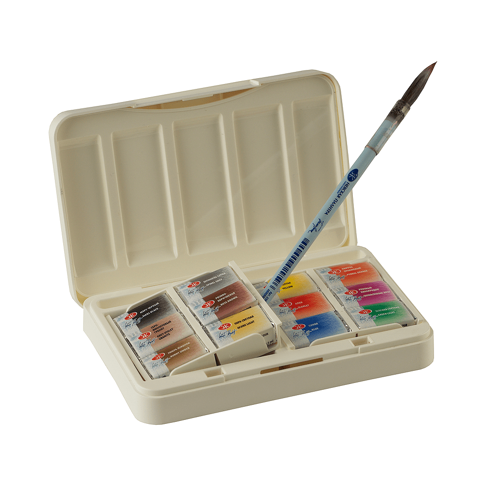 Краски акварельные "Белые ночи анималистика", 12 цветов, кюветы - 2