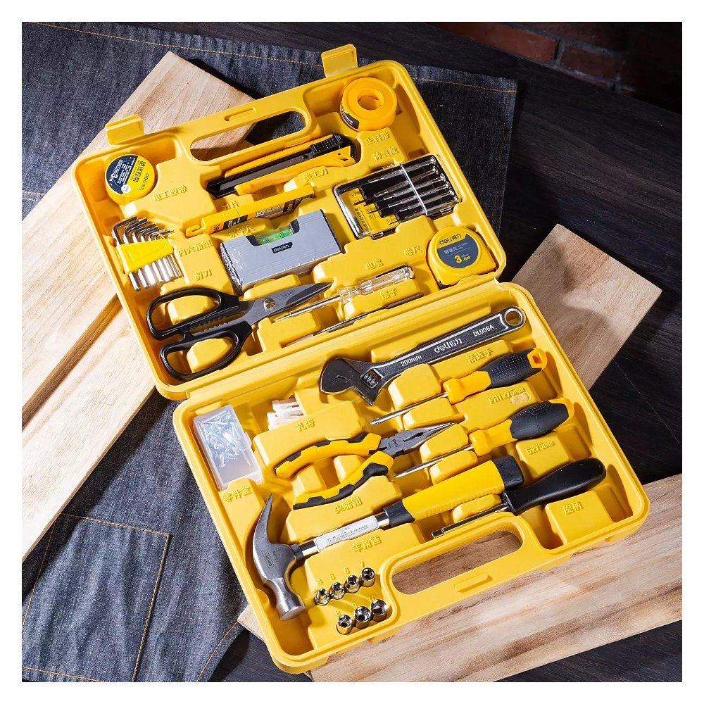 Набор инструмента Deli YS EDL1038J, 38 предметов, кейс, желтый - 4