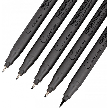 Ручка-лайнер "Сонет", 0,1-0,8 мм, набор 5 шт., черный - 3