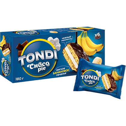 Печенье "Tondi" Choco Pie банановый, 180 г
