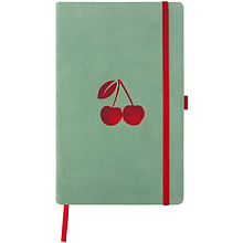 Блокнот "Velluto Cherry", А5, 120 листов, линейка, зеленый, вишневый