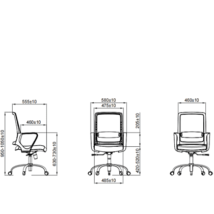 Кресло для персонала SitZone "U-0385 CH", ткань, хром, черный - 7