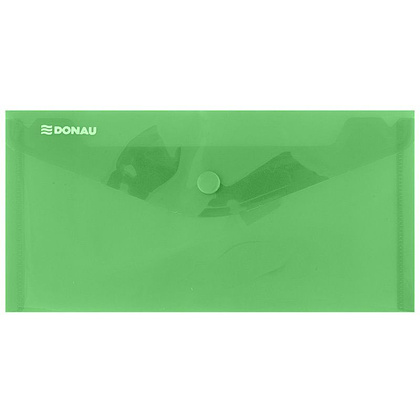 Папка-конверт на кнопке "Donau DL", dl, зеленый прозрачный