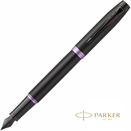 Ручка перьевая Parker "IM Vibrant Rings F315", M, черный, фиолетовый, патрон синий