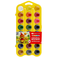 Краски акварельные "Цветик", 24 цвета, желтый