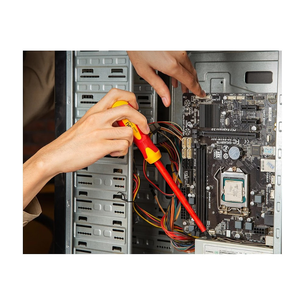 Отвертка диэлектрическая Deli YS EDL5161501, SL6,5х150 мм, желтый, красный - 2