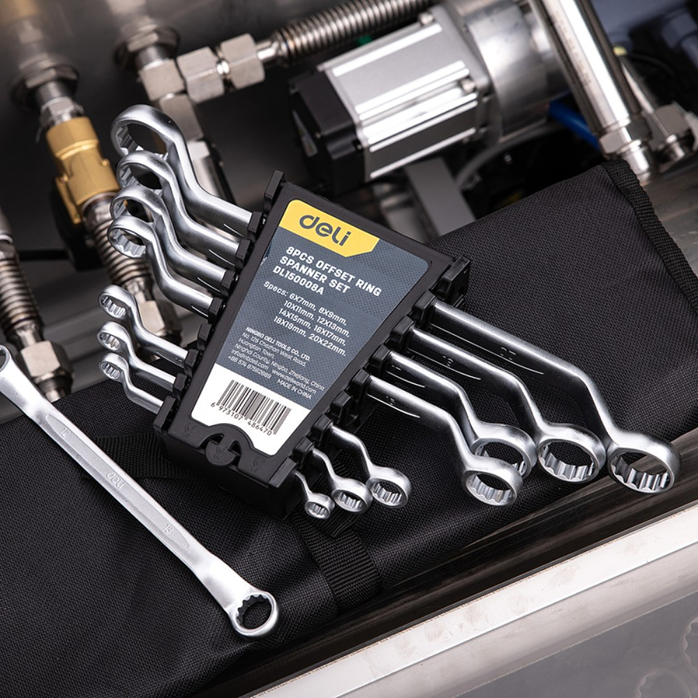 Набор накидных ключей "Deli" EDL150008A, 8 предметов, серебристый - 7