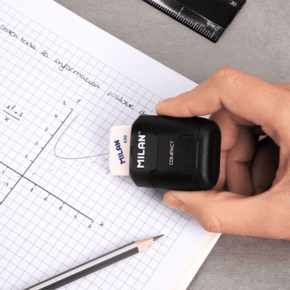 Точилка на 2 отверстия "Compact", с ластиком, черный - 3