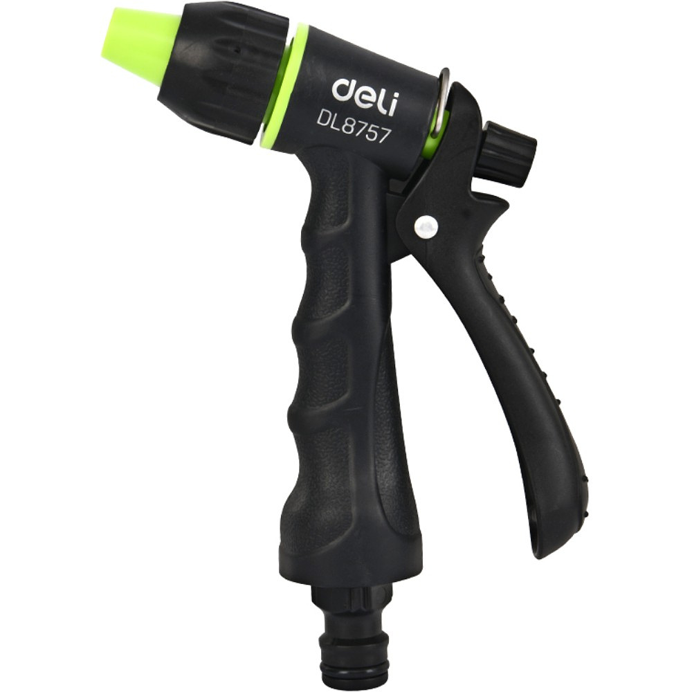 Пистолет-распылитель Deli GS EDL8757, 3 функции, быстросъем, фиксатор курка, черный, зеленый