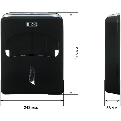 Диспенсер BXG-CD-8019В для бумажных покрытий на унитаз, черный - 6