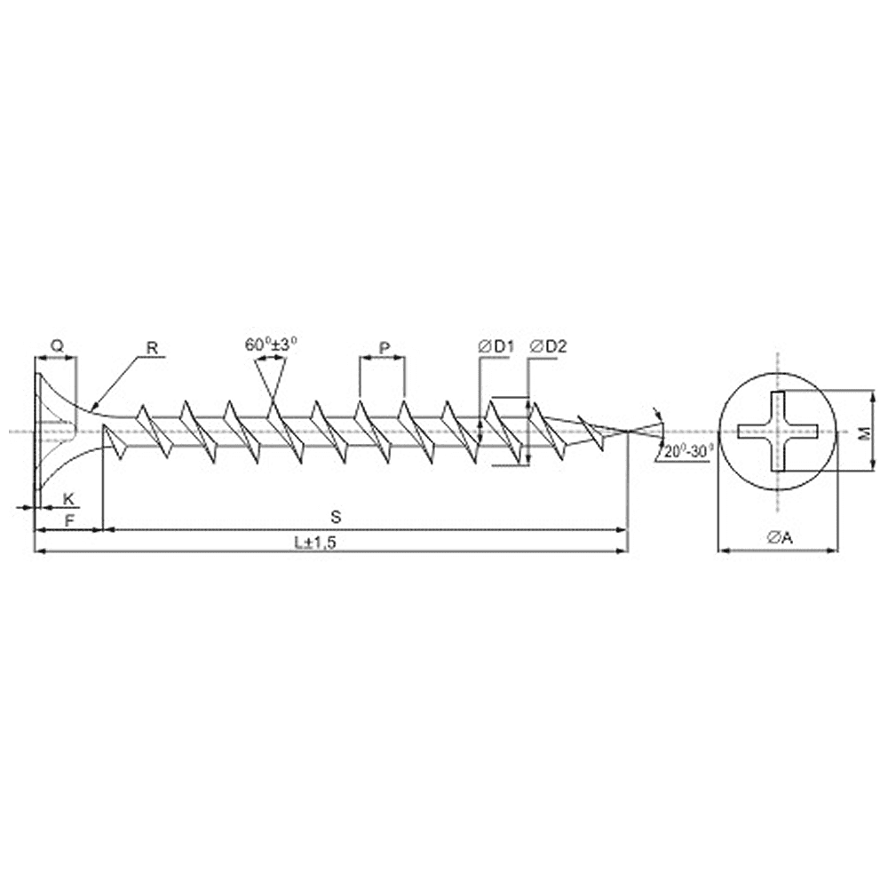 Саморез 3.5х19 мм для монтажа ГКЛ к металлу, фосфат, 1000 шт. - 2