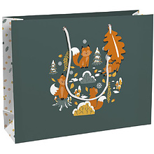 Пакет бумажный подарочный "Fox", 37.3x11.8x27.5 см, разноцветный