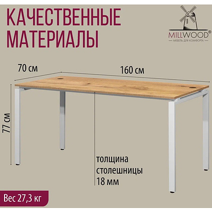 Стол письменный Millwood Лофт Сиэтл (ДТ-5), 1600х700 мм, дуб золотой крафт, белый - 5