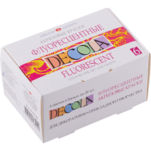 Краска акриловая флуоресцентная "Декола", набор 6 цветов