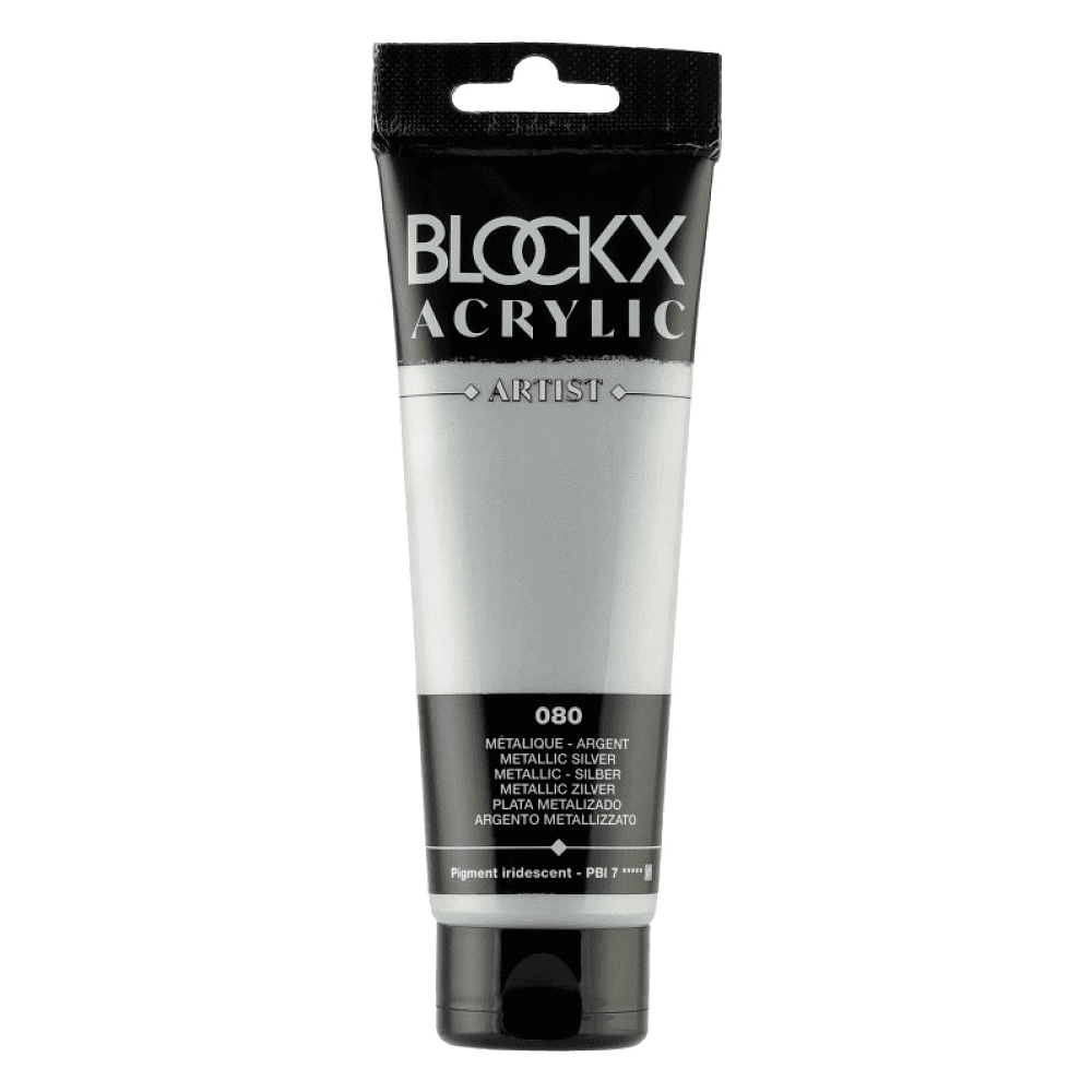 Краски акриловые "Blockx", 080 серебро металлик, 120 мл