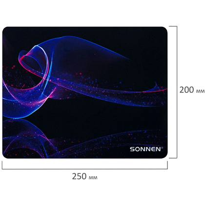 Коврик для мыши "Neon Wave", 250х200х2 мм, ткань, черный - 5