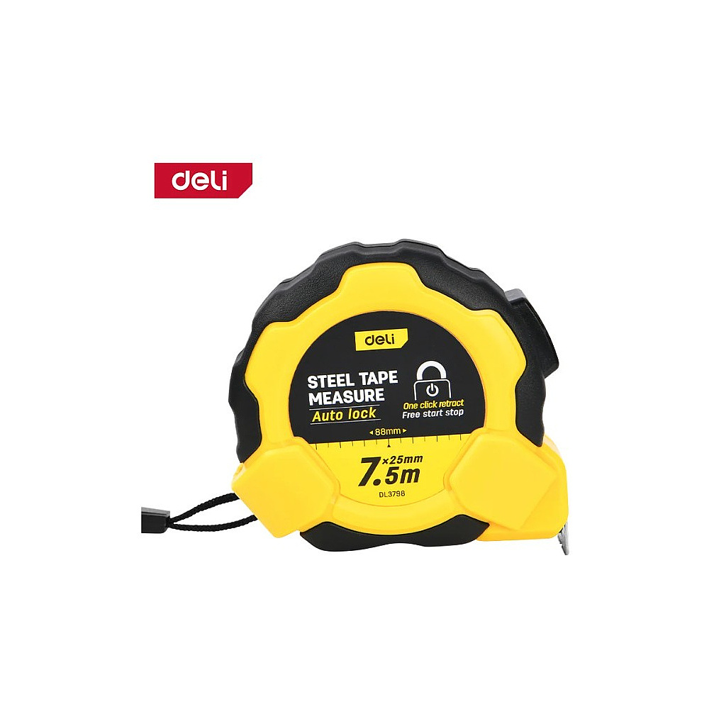 Рулетка Deli YS EDL3798, 7,5 м х 25 мм, желтый, черный - 3