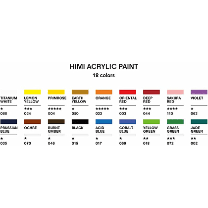 Краски акриловые "Himi.New vision", 18 цветов, тубы - 9